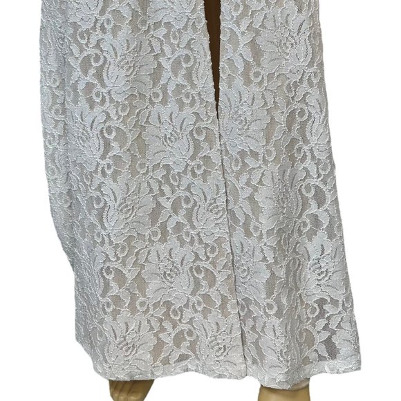 Sequin Hearts SZ XS Off White Two Piece Glitter Lace Gown Dress Lined Embroidery - Picture 9 of 16